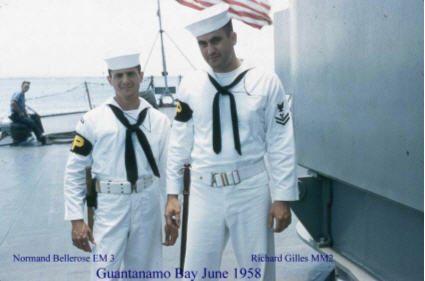 PlankOwners EM3 Normand Bellerose and MM2 Richard Giles in Gitmo in June 1958